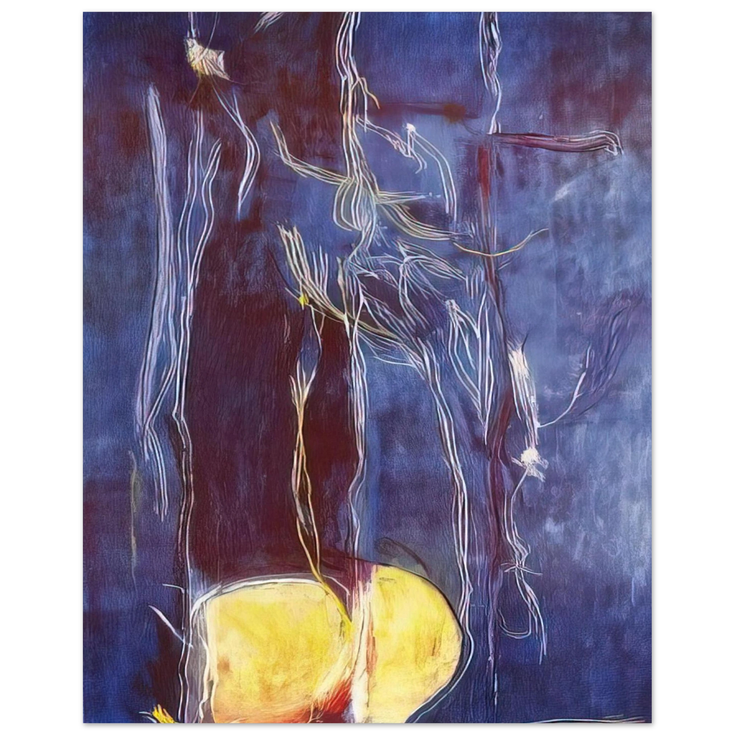 Helen Frankenthaler - All About Blue - 1994 Wall art - 50x70 cm / 20x28 inches - Premium Wooden Framed Poster With Fine Art Paper-canvas - White frame