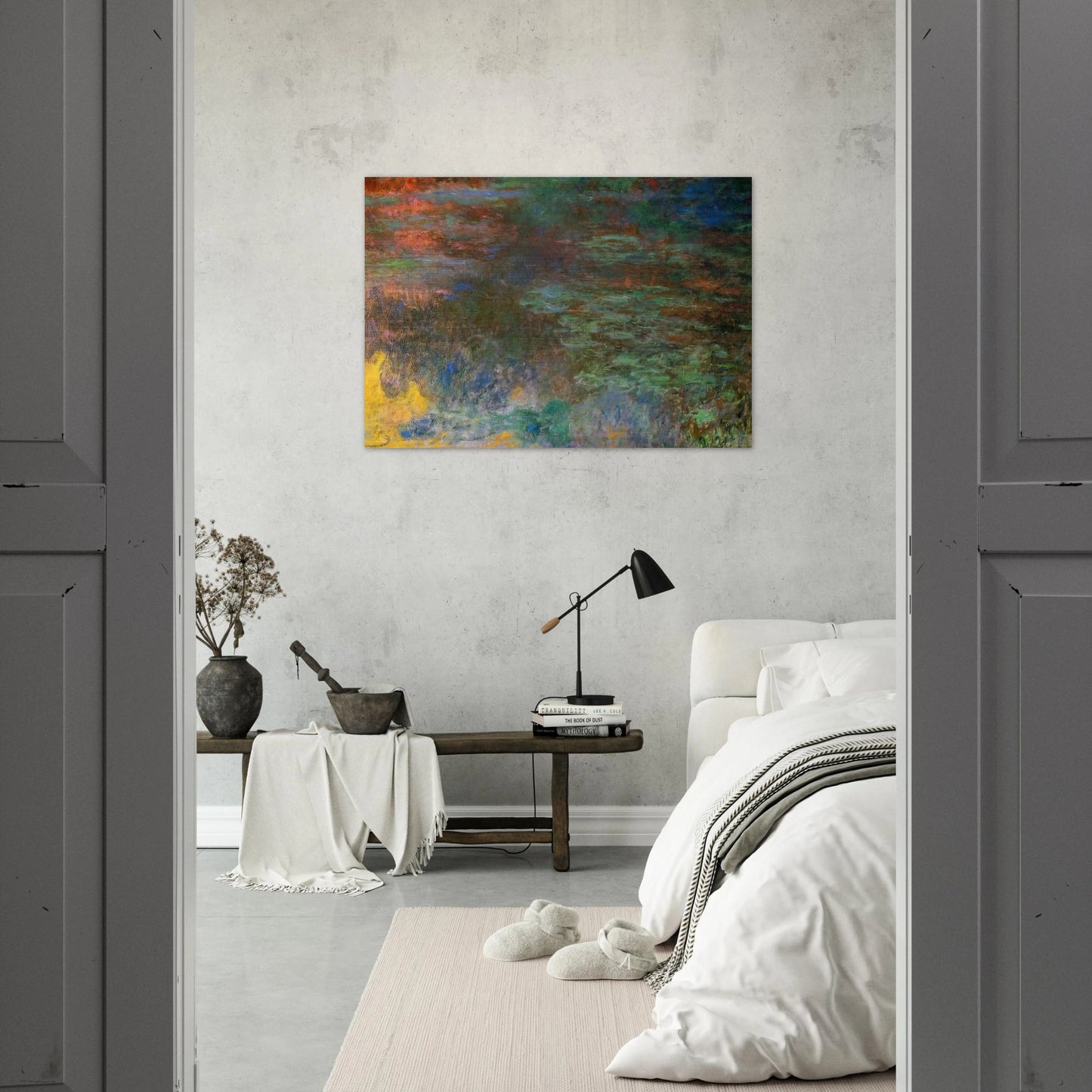 Water Lily Pond, Evening right panel - claude monet Brushed Aluminum Print - 70x100 cm / 28x40 inches | claude monet Aluminum Print | claude monet Prints