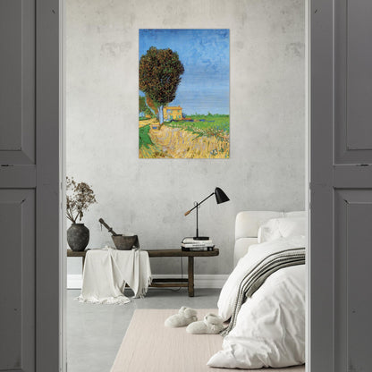 A Lane near Arles - Vincent van Gogh Brushed Aluminum Print - 70x100 cm / 28x40 inches | Vincent van Gogh Aluminum Print | Vincent van Gogh Prints