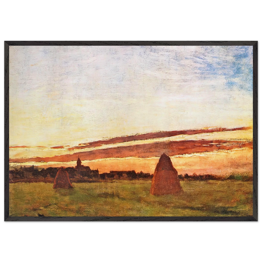 Haystacks at Chailly - claude monet 70x100 cm / 28x40 inches Framed Art Print – Black Wooden Frame