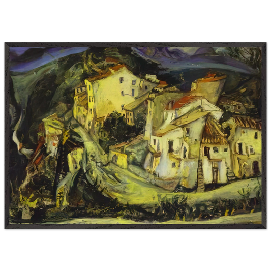 HOUSES OF CAGNES - Chaim Soutine 70x100 cm / 28x40 inches Framed Art Print – Black Wooden Frame