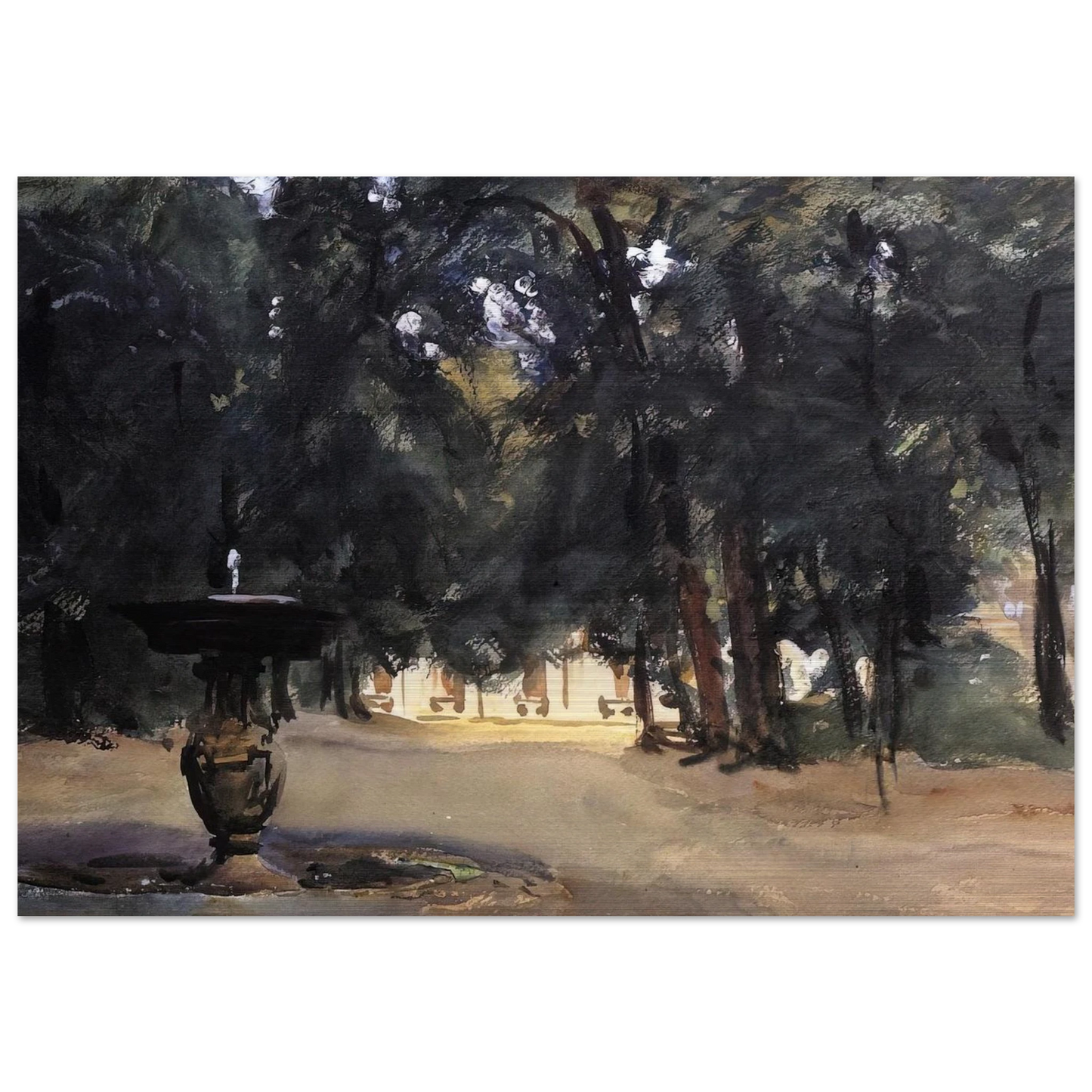 Villa Torlonia Fountain - John Singer Sargent Brushed Aluminum Print - 70x100 cm / 28x40 inches | John Singer Sargent Aluminum Print | John Singer Sargent Prints