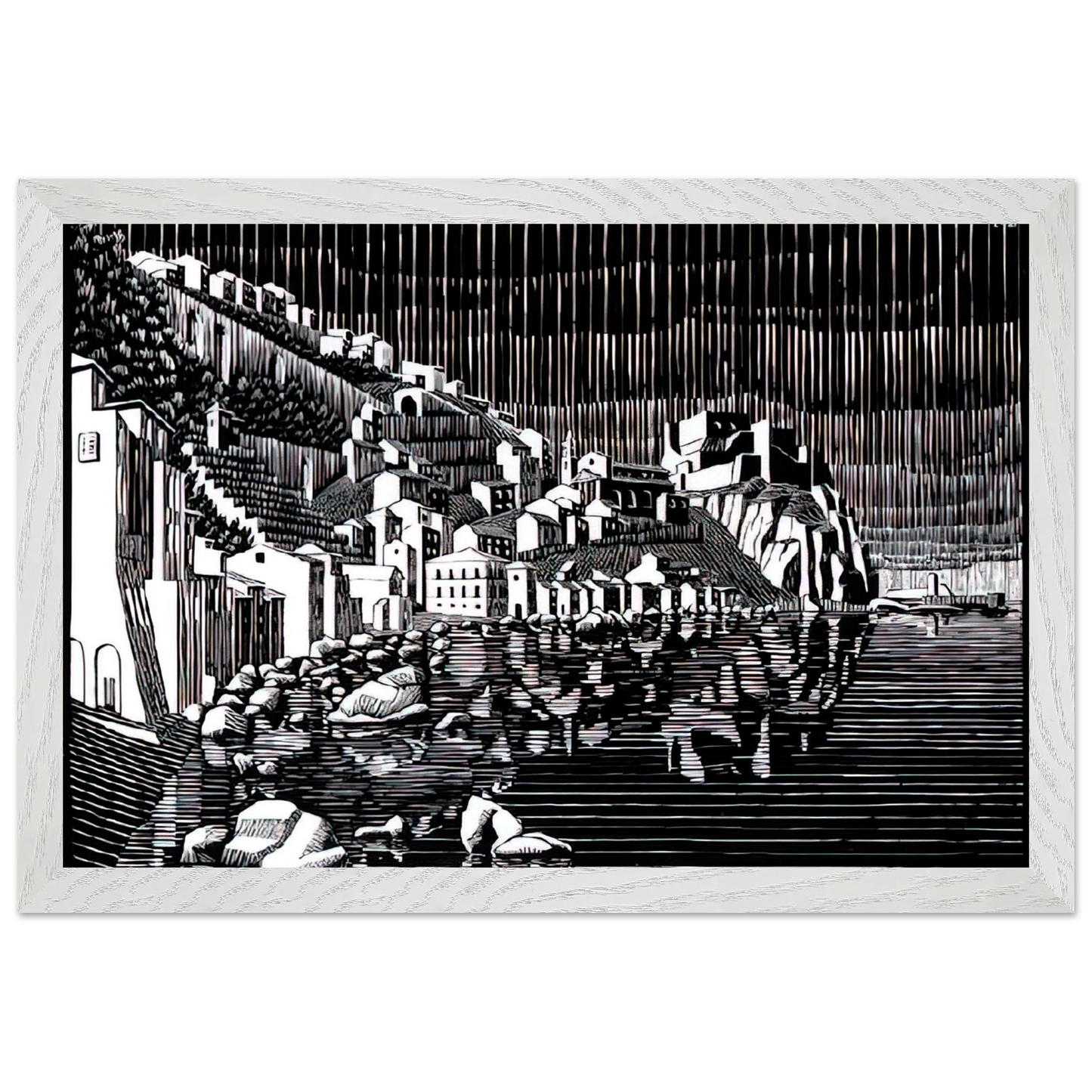 MC Escher - SCILLA CALABRIA FEBRUARY 1931 1931 Wall Art - 30x40 cm / 12x16 inches - Fine Art Poster - -