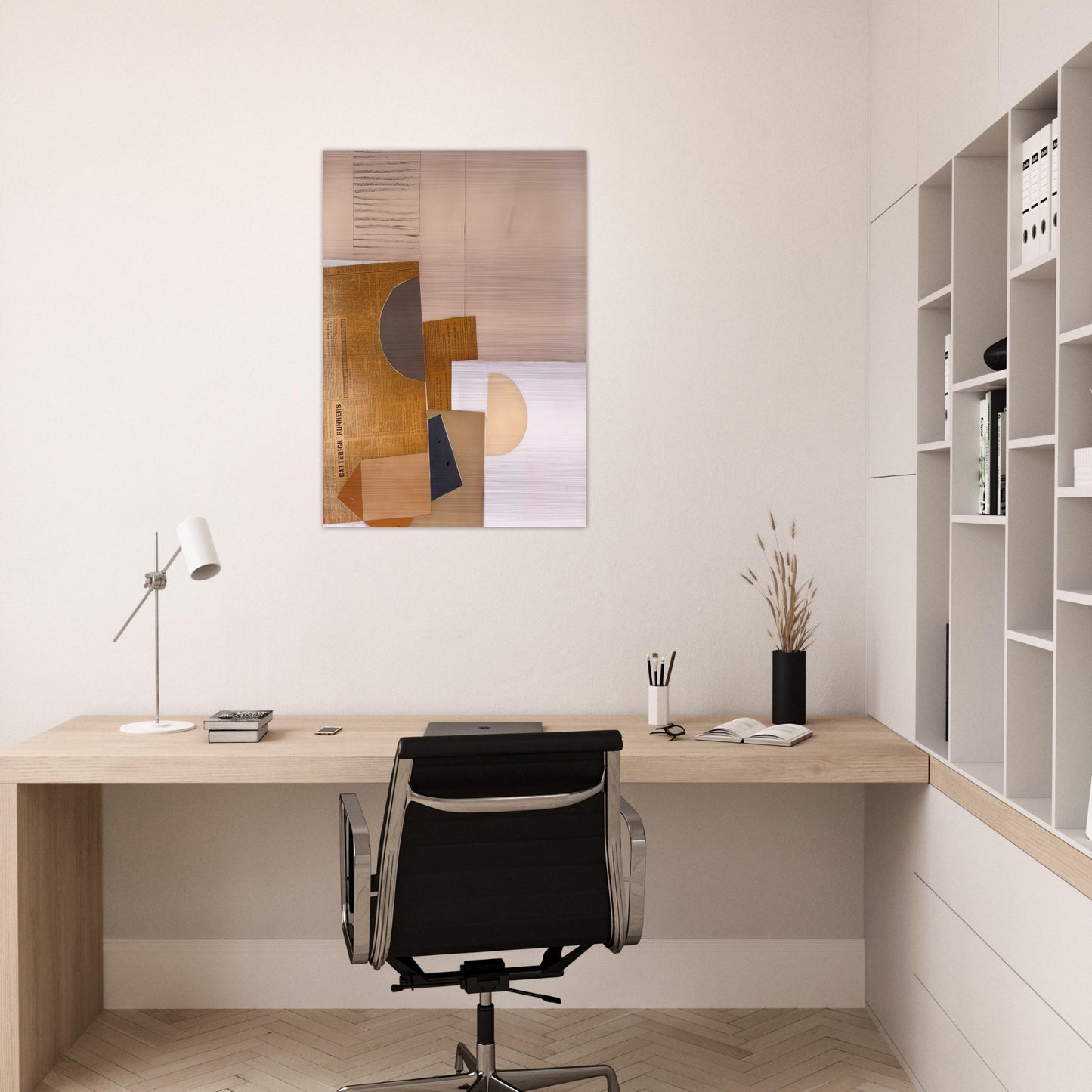Abstract in White, Grey and Ochre - 1949 - Victor Pasmore Brushed Aluminum Print - 70x100 cm / 28x40 inches | Victor Pasmore Aluminum Print | Victor Pasmore Prints