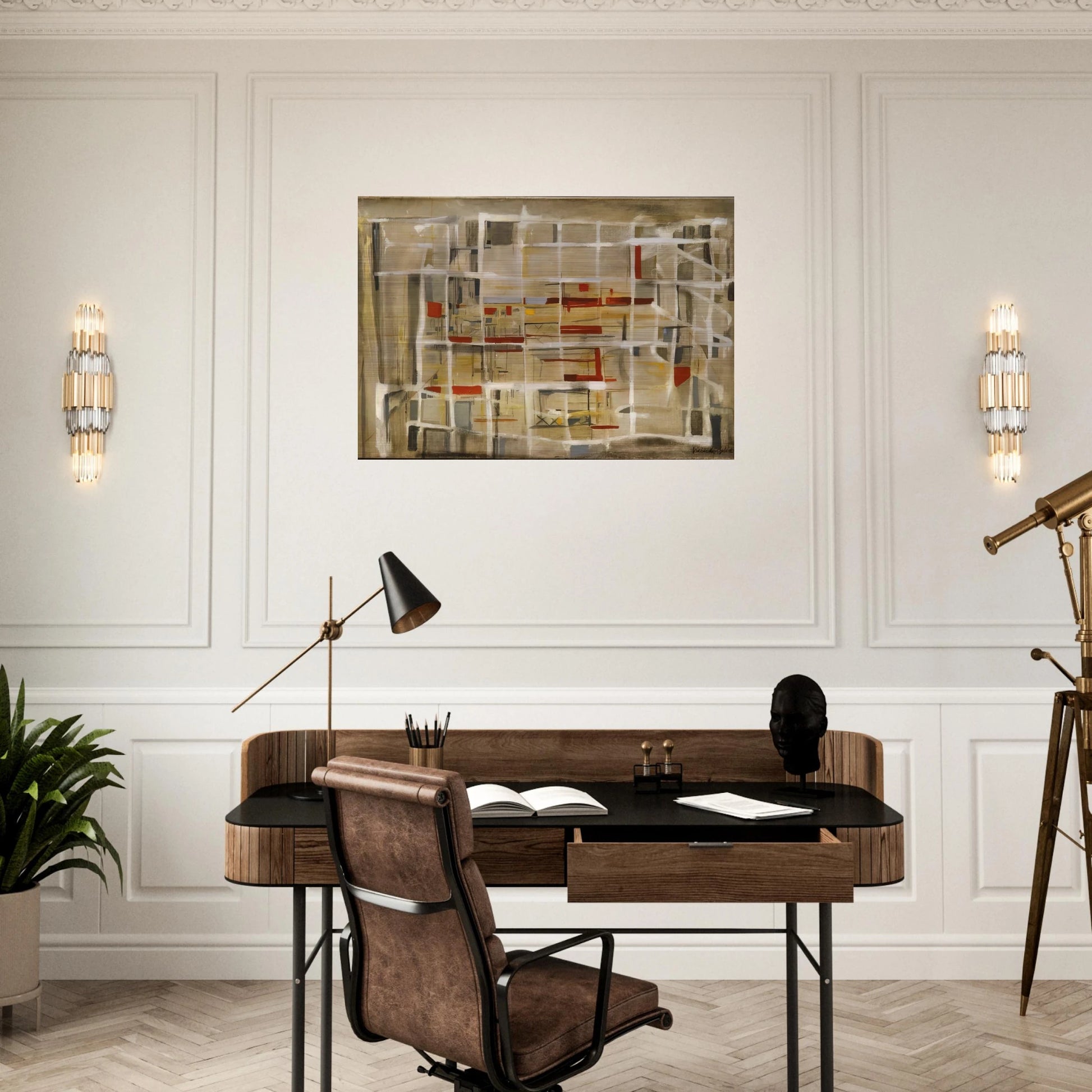 Interieur à la spirale - 1949 - Maria Helena Vieira da Silva Brushed Aluminum Print - 70x100 cm / 28x40 inches | Maria Helena Vieira da Silva Aluminum Print | Maria Helena Vieira da Silva Prints
