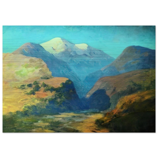 Snowy mountain peaks. Caucasus. - Arkhyp Kuindzhi Brushed Aluminum Print - 70x100 cm / 28x40 inches | Arkhyp Kuindzhi Aluminum Print | Arkhyp Kuindzhi Prints