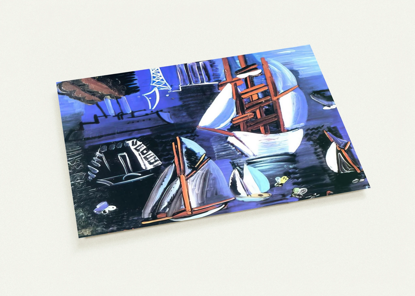 BOATS IN LE HAVRE 1926 By Raoul Dufy Pack of 10 Post Cards | Raoul Dufy Post Cards | A6 (10.5 x 14.8 cm) - 4.1 x 5.8 inches