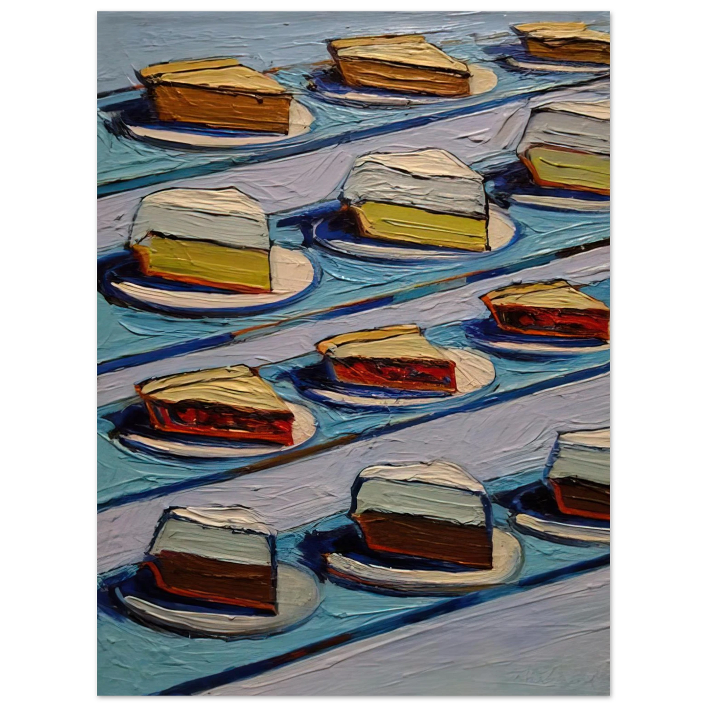 Wayne Thiebaud - Refrigerator Pies - 1962 Wall Art - 21x29.7 cm / 8x12" - Fine Art Poster-canvas - -