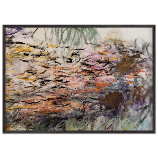 Water Lilies right half - claude monet 70x100 cm / 28x40 inches Framed Art Print – Black Wooden Frame