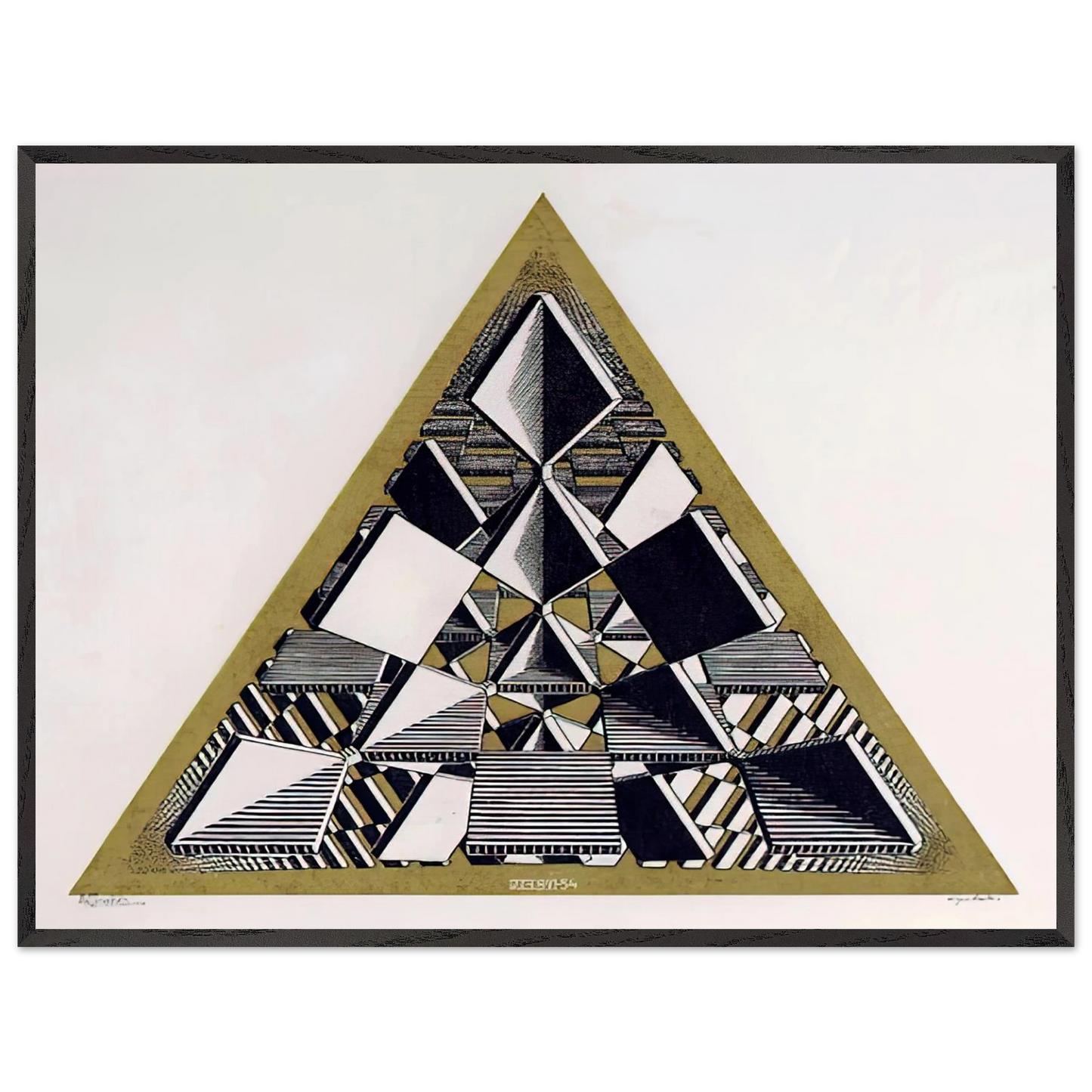 MC Escher - THREE INTERSECTING PLANES COLOUR Wall Art - 60x80 cm / 24x32 inches - Premium Wooden Framed Poster With Fine Art Paper-canvas - Black frame