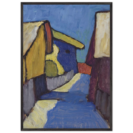 DORFSTRASSE IN BLAU - Gabriele Munter 70x100 cm / 28x40 inches Framed Art Print – Black Wooden Frame