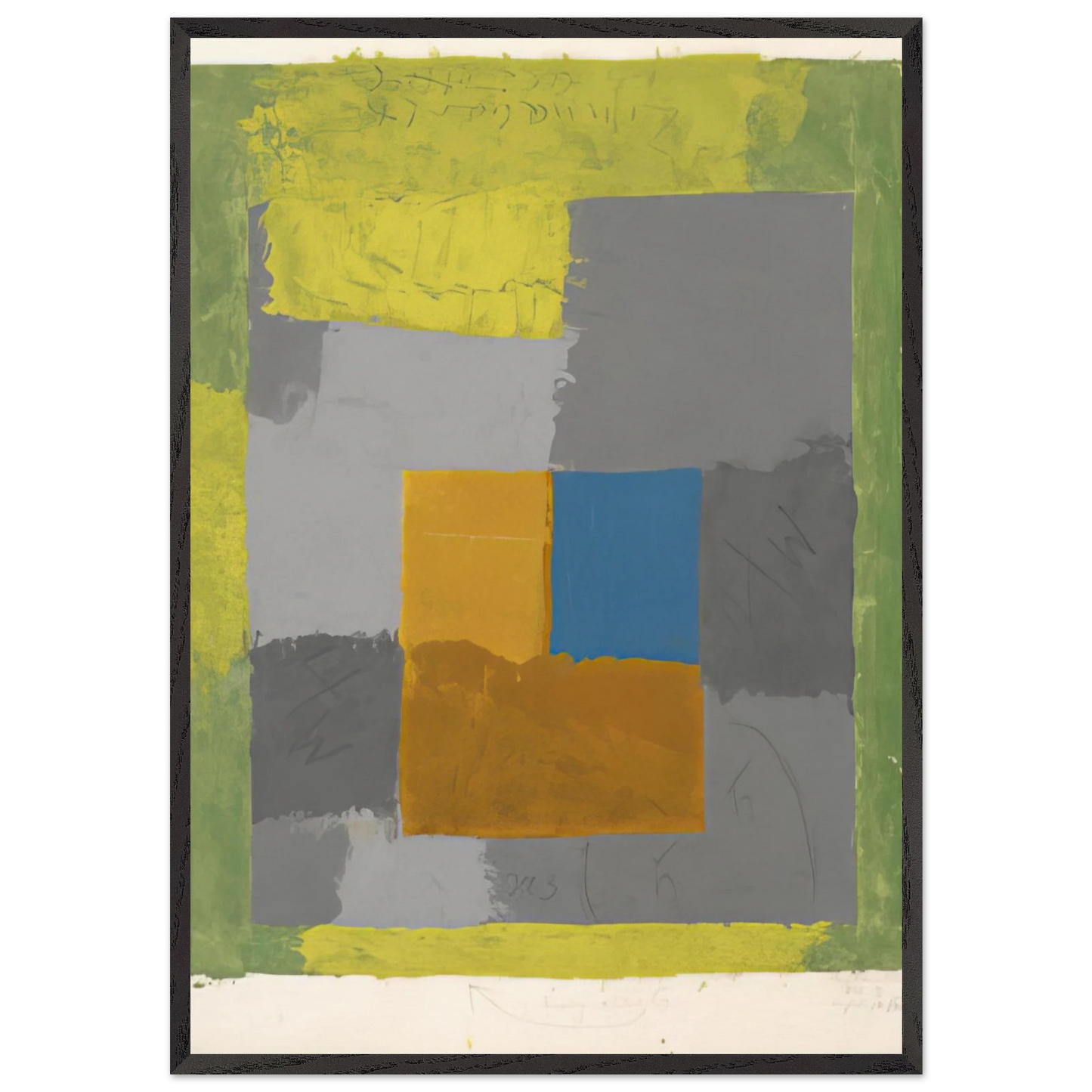 STUDY FOR HOMAGE TO THE SQUARE 2 - Josef Albers 70x100 cm / 28x40 inches Framed Art Print – Black Wooden Frame