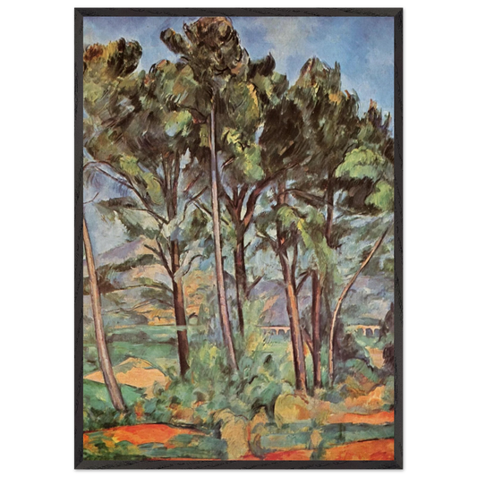 Pine and Aqueduct - Paul Cezanne 70x100 cm / 28x40 inches Framed Art Print – Black Wooden Frame