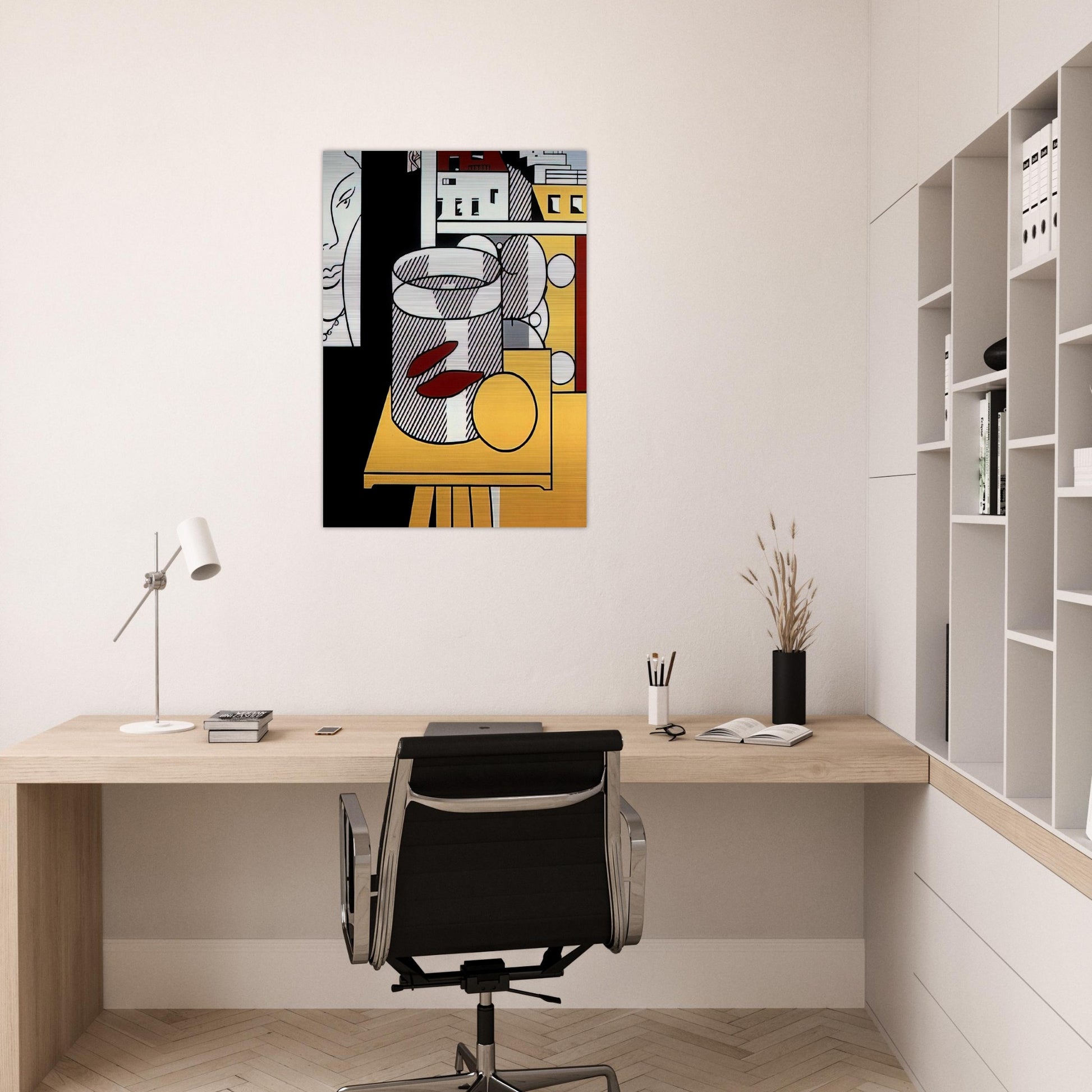 STILL LIFE WITH GOLDFISH 1974 - Roy Lichtenstein Brushed Aluminum Print - 70x100 cm / 28x40 inches | Roy Lichtenstein Aluminum Print | Roy Lichtenstein Prints