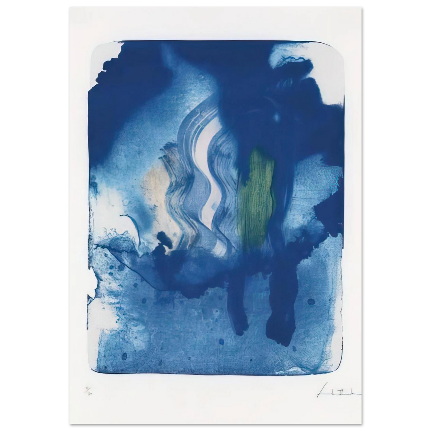 Helen Frankenthaler - Reflections V - 1995 Wall art - 30x40 cm / 12x16 inches - Premium Wooden Framed Poster With Fine Art Paper-canvas - Black frame