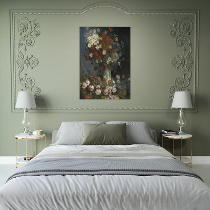 Still life with meadow flowers and roses - Vincent van Gogh Brushed Aluminum Print - 70x100 cm / 28x40 inches | Vincent van Gogh Aluminum Print | Vincent van Gogh Prints