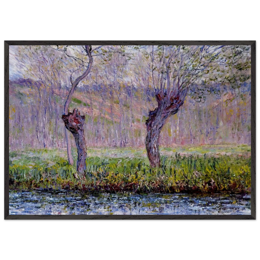 Willows in Springtime - claude monet 70x100 cm / 28x40 inches Framed Art Print – Black Wooden Frame