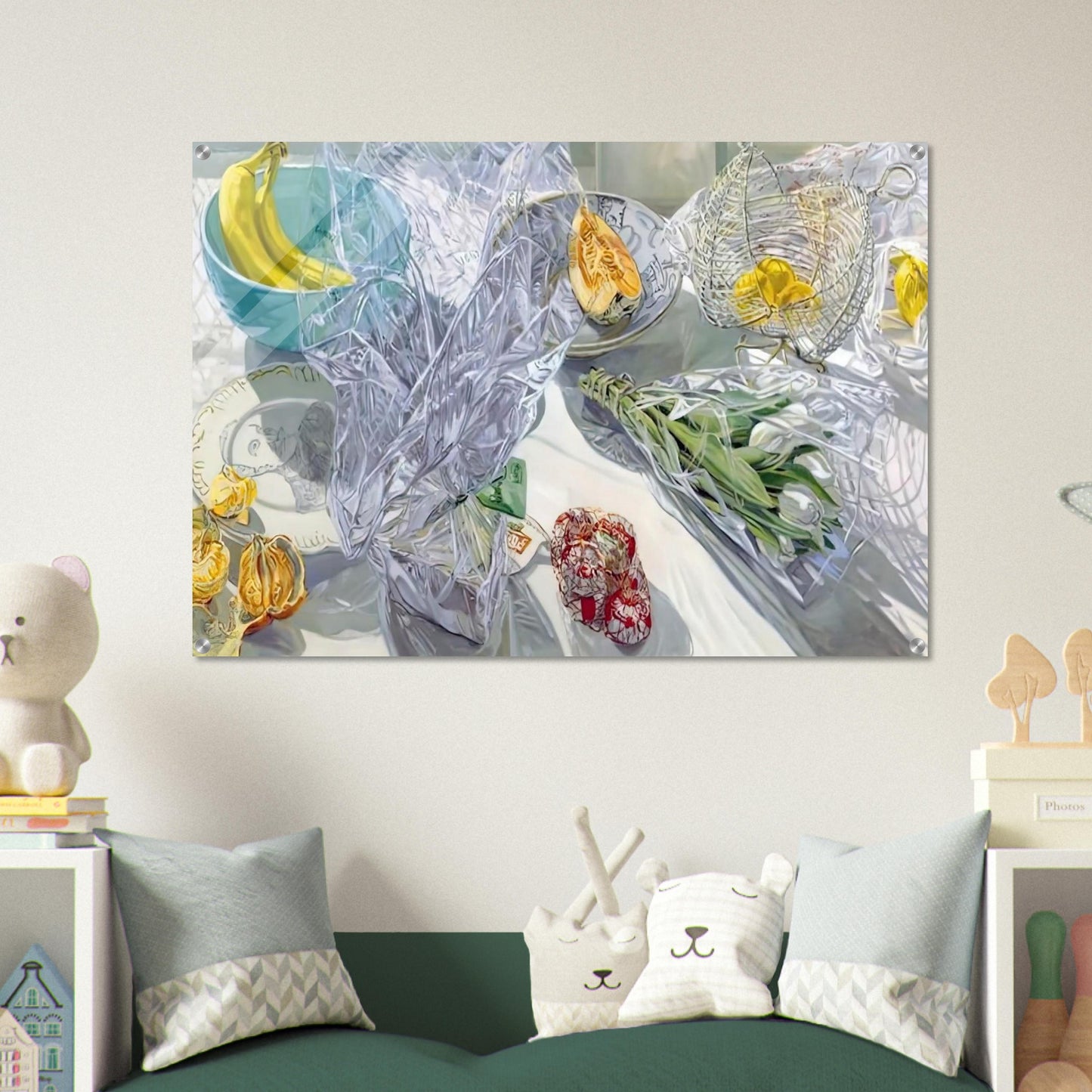 WHITE TULIPS 1999 - Janet Fish Acrylic Print - 70x100 cm / 28x40″ inches