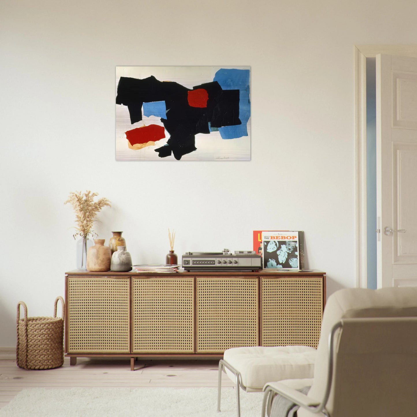 BLUE RED BLACK AND WHITE 1961 - Esteban Vicente Brushed Aluminum Print - 70x100 cm / 28x40 inches | Esteban Vicente Aluminum Print | Esteban Vicente Prints