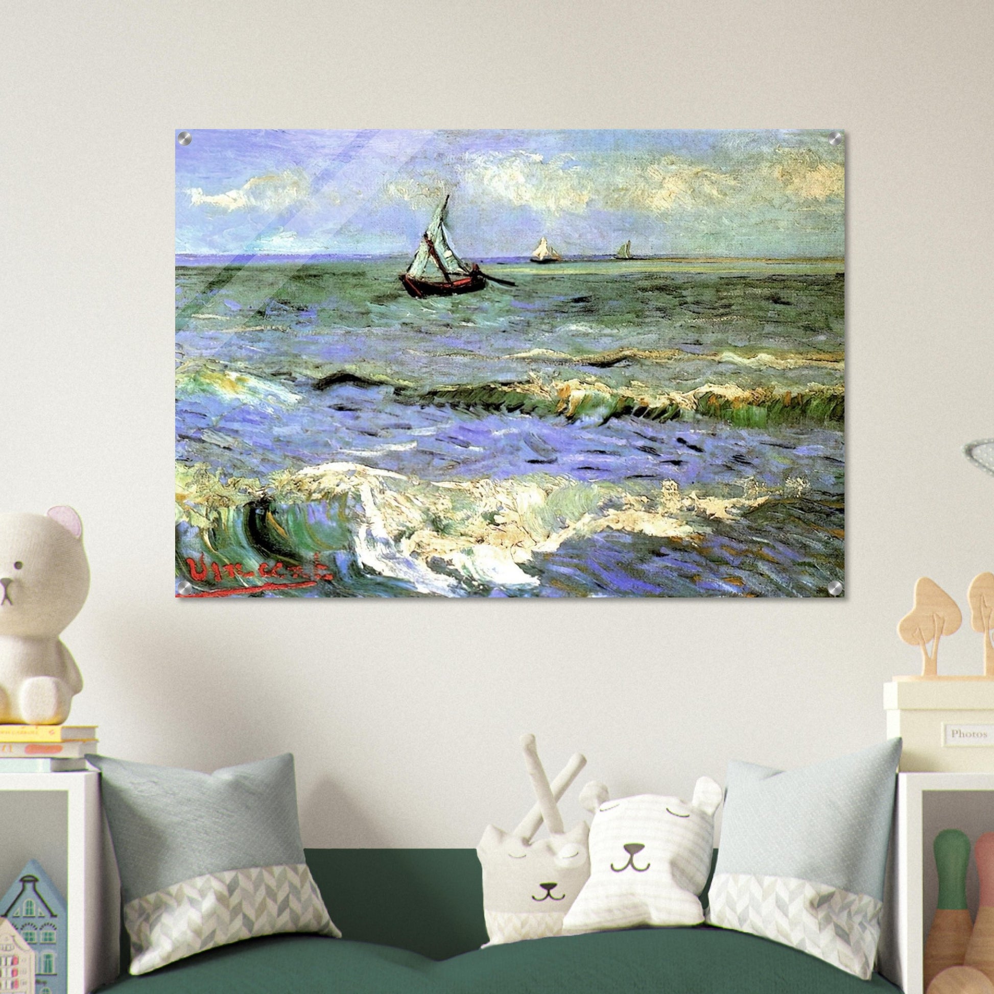 Seascape at Saintes-Maries - Vincent van Gogh Acrylic Print - 70x100 cm / 28x40″ inches