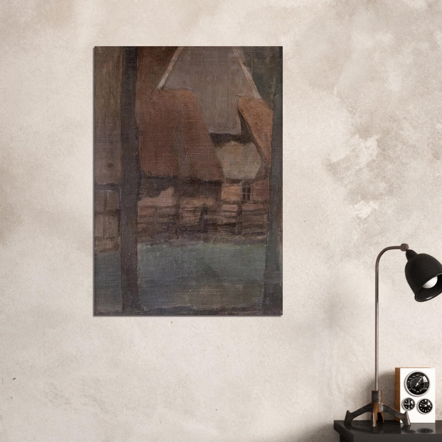 Gable Farm with trees - Piet Mondrian Brushed Aluminum Print - 70x100 cm / 28x40 inches | Piet Mondrian Aluminum Print | Piet Mondrian Prints