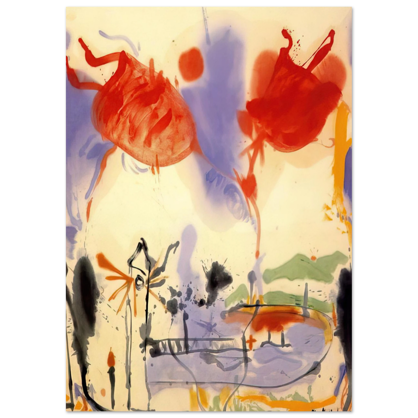 Helen Frankenthaler - Round Trip - 1957 Wall art - A3 (29.7 x 42  cm) - Premium Wooden Framed Poster With Fine Art Paper-canvas - Wood frame