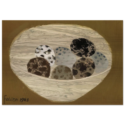 Quail Eggs - 1983 - Mary Fedden Brushed Aluminum Print - 70x100 cm / 28x40 inches | Mary Fedden Aluminum Print | Mary Fedden Prints