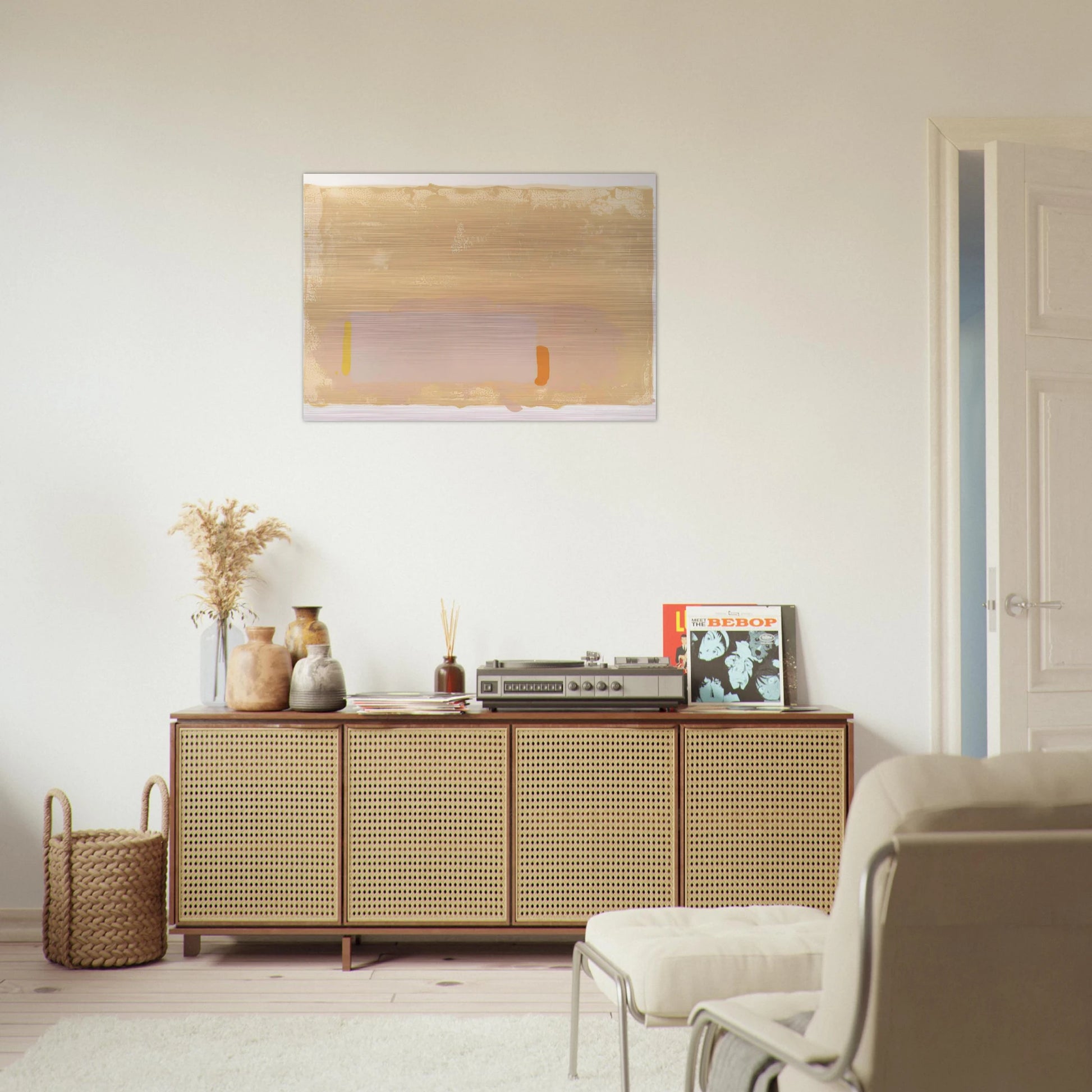 Brown-Beige-Pink - 1971 - John Hoyland Brushed Aluminum Print - 70x100 cm / 28x40 inches | John Hoyland Aluminum Print | John Hoyland Prints