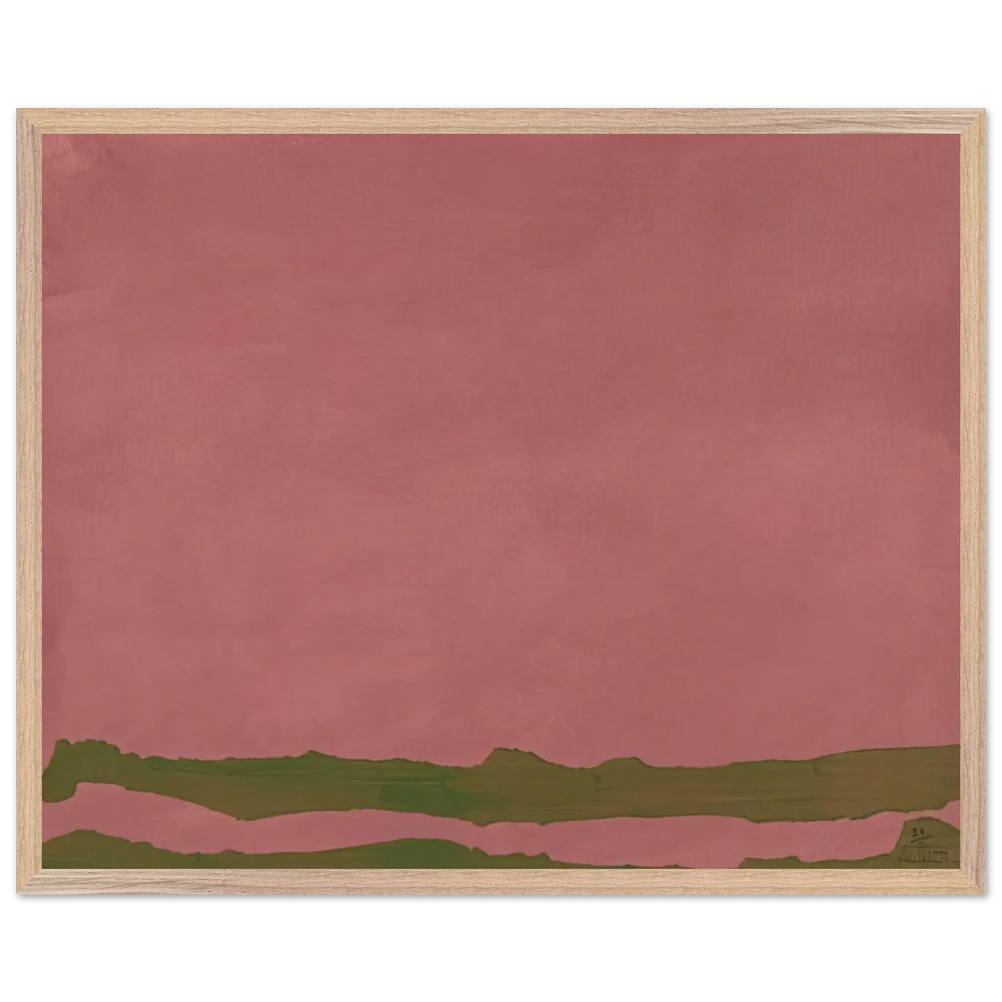Helen Frankenthaler - Green Likes Mauve - 1970 Wall art - A1 (59.4 x 84.1  cm) - Premium Wooden Framed Poster With Fine Art Paper - Black frame