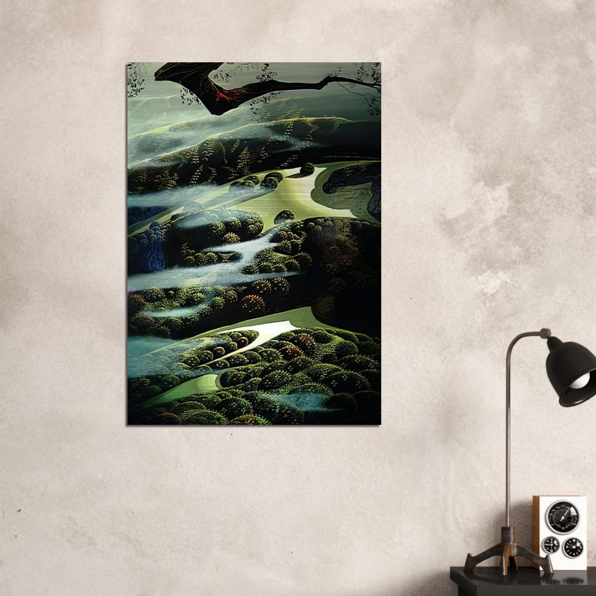 Carmel Valley Memory - Eyvind Earle Brushed Aluminum Print - 70x100 cm / 28x40 inches | Eyvind Earle Aluminum Print | Eyvind Earle Prints