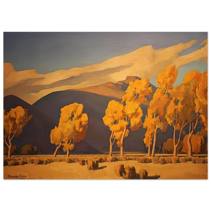 Maynard Dixon - NOVEMBER IN NEVADA 1935 Wall art - 28x43  cm / XL (11x17 Inches) - Premium Wooden Framed Poster With Fine Art Paper - Wood frame