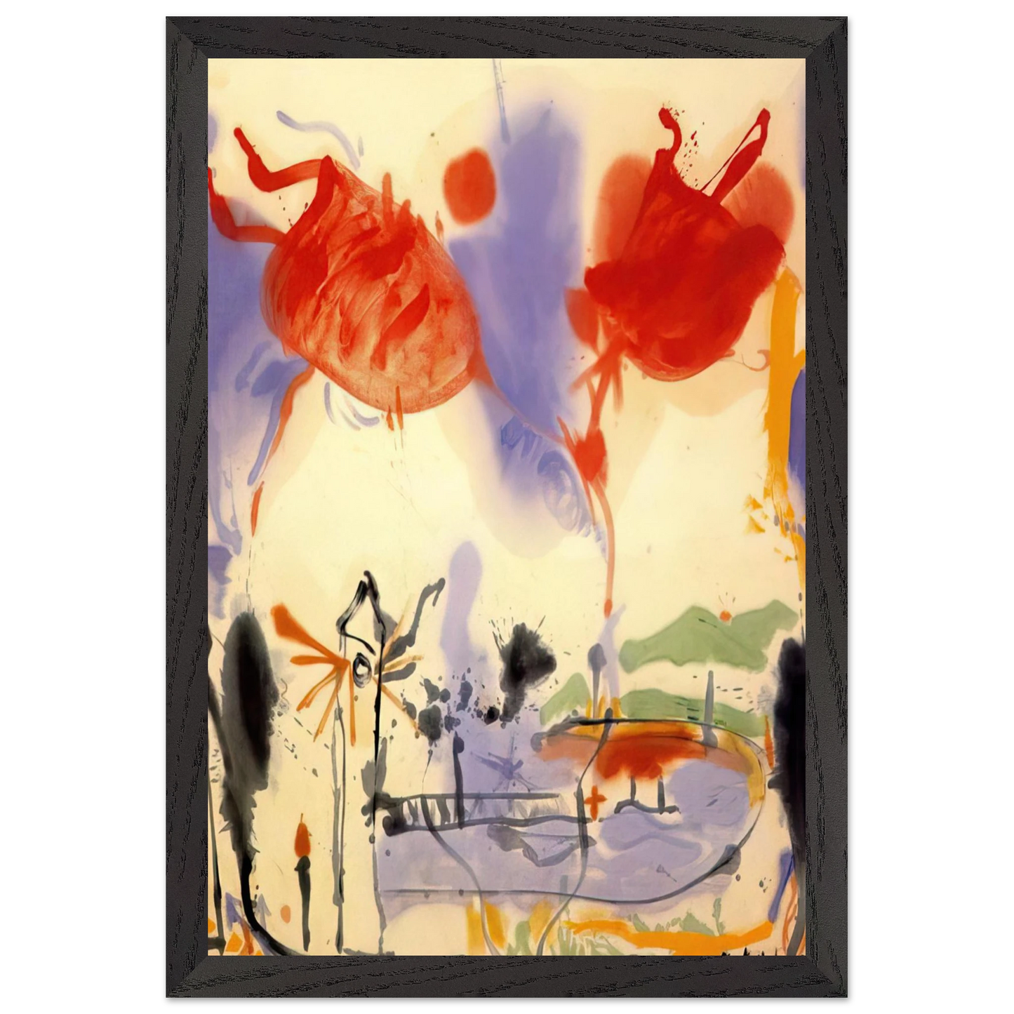 Helen Frankenthaler - Round Trip - 1957 Wall art - 40x50 cm / 16x20 inches - Premium Wooden Framed Poster With Fine Art Paper-canvas - White frame