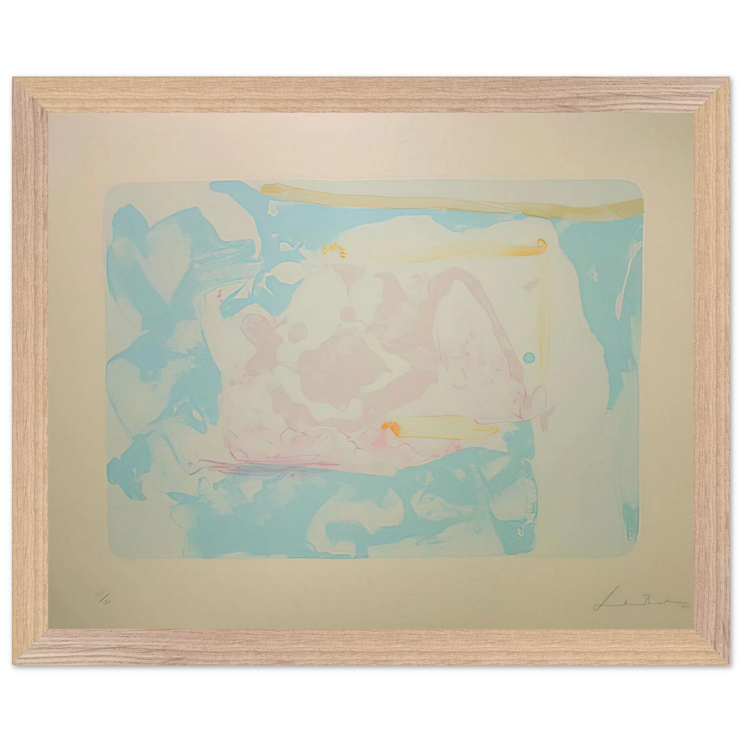 Helen Frankenthaler - Reflections III - 1995 Wall art - 27x35 cm / 11x14 inches - Premium Wooden Framed Poster With Fine Art Paper-canvas - Wood frame