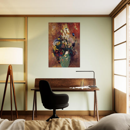 GREEN VASE - Odilon Redon Brushed Aluminum Print - 70x100 cm / 28x40 inches | Odilon Redon Aluminum Print | Odilon Redon Prints