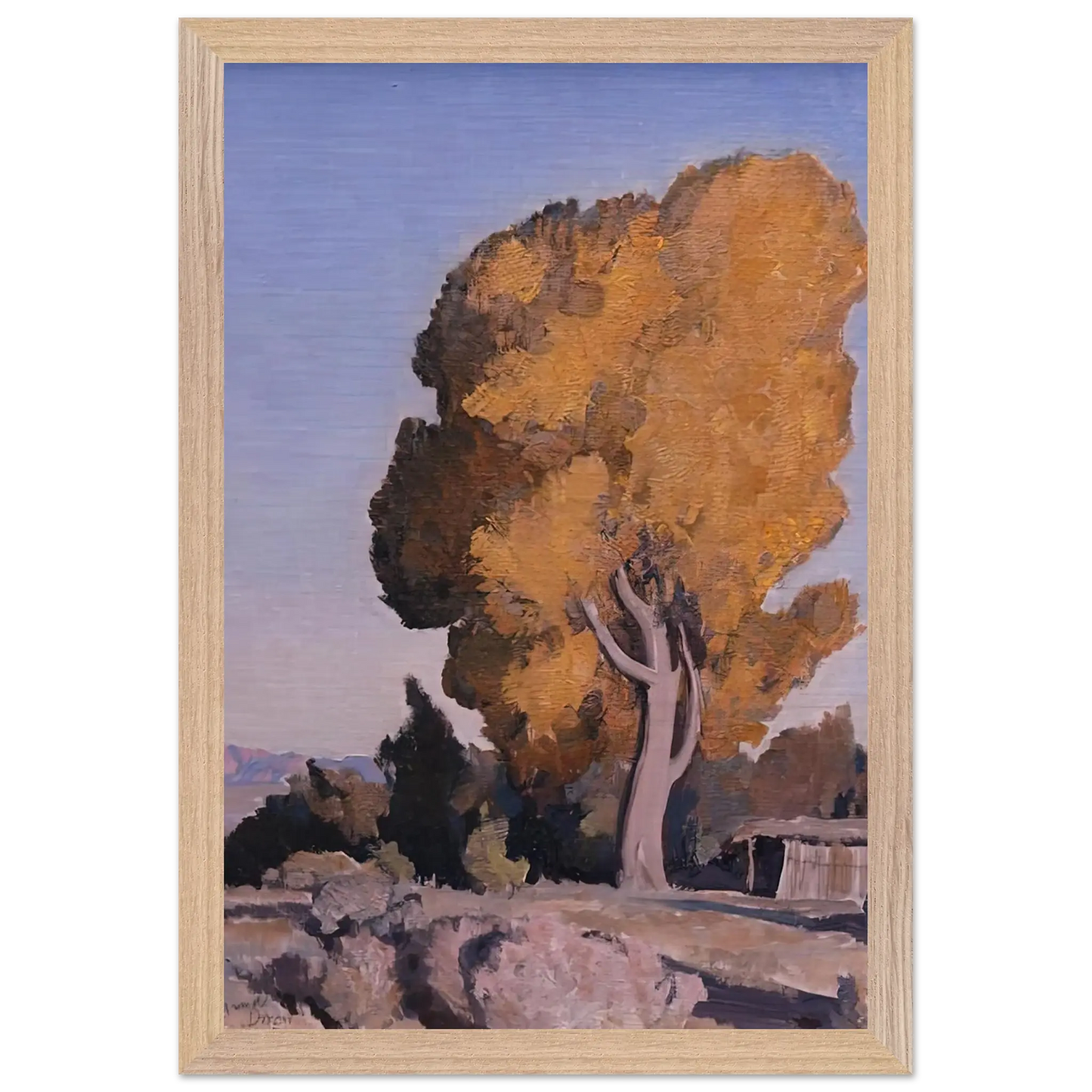 Maynard Dixon - LOW COUNTRY COTTONWOOD 1940 Wall art - 45x60 cm / 18x24 Inches - Premium Wooden Framed Poster With Fine Art Paper - Wood frame
