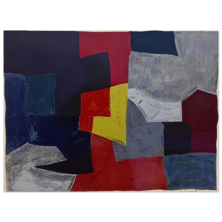 Serge Poliakoff - Composition grise, rouge et jaune - 1960  75x100 cm / 30x40inches Fine Art Poster