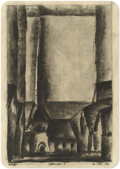 GELMERODA V 1916 By Lyonel Feininger Pack of 10 Post Cards | Lyonel Feininger Post Cards | A6 (10.5 x 14.8 cm) - 4.1 x 5.8 inches