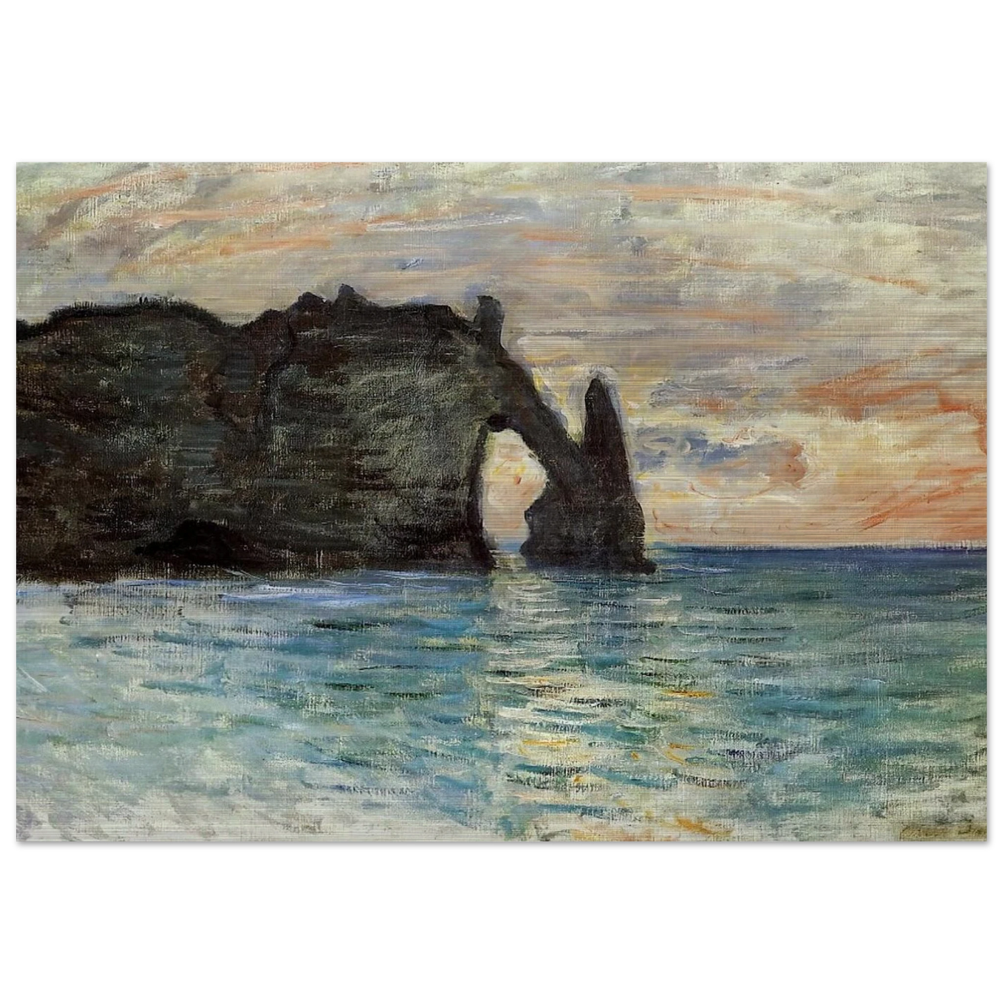 The Manneport, Cliff at Etretat - claude monet Brushed Aluminum Print - 70x100 cm / 28x40 inches | claude monet Aluminum Print | claude monet Prints