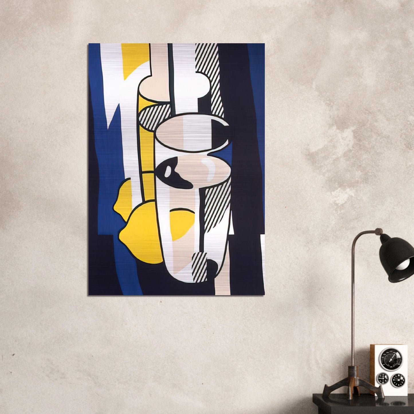 GLASS AND LEMON IN A MIRROR 1974 - Roy Lichtenstein Brushed Aluminum Print - 70x100 cm / 28x40 inches | Roy Lichtenstein Aluminum Print | Roy Lichtenstein Prints
