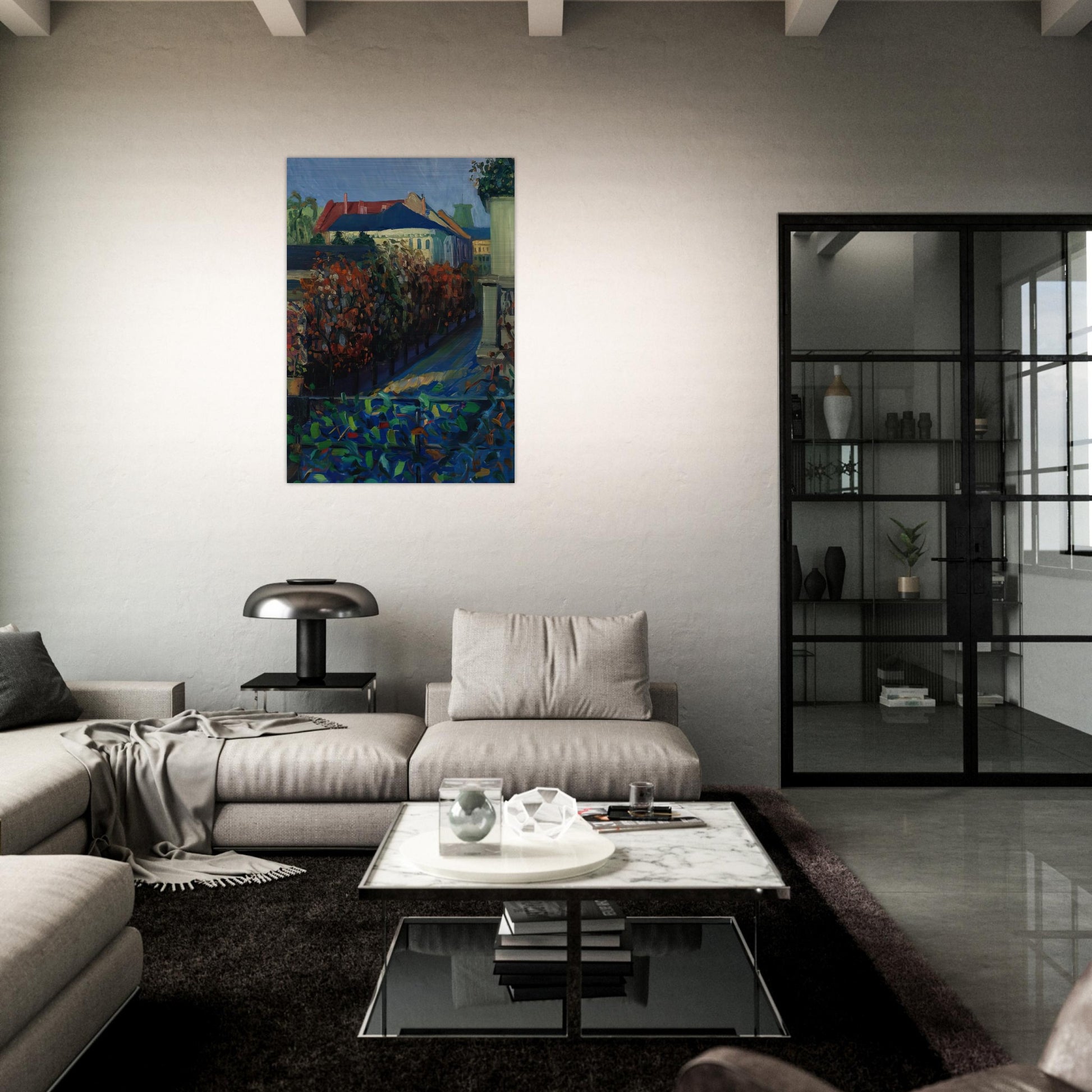 BLICK AUS DER BONNER WOHNUNG - Gabriele Munter Brushed Aluminum Print - 70x100 cm / 28x40 inches | Gabriele Munter Aluminum Print | Gabriele Munter Prints