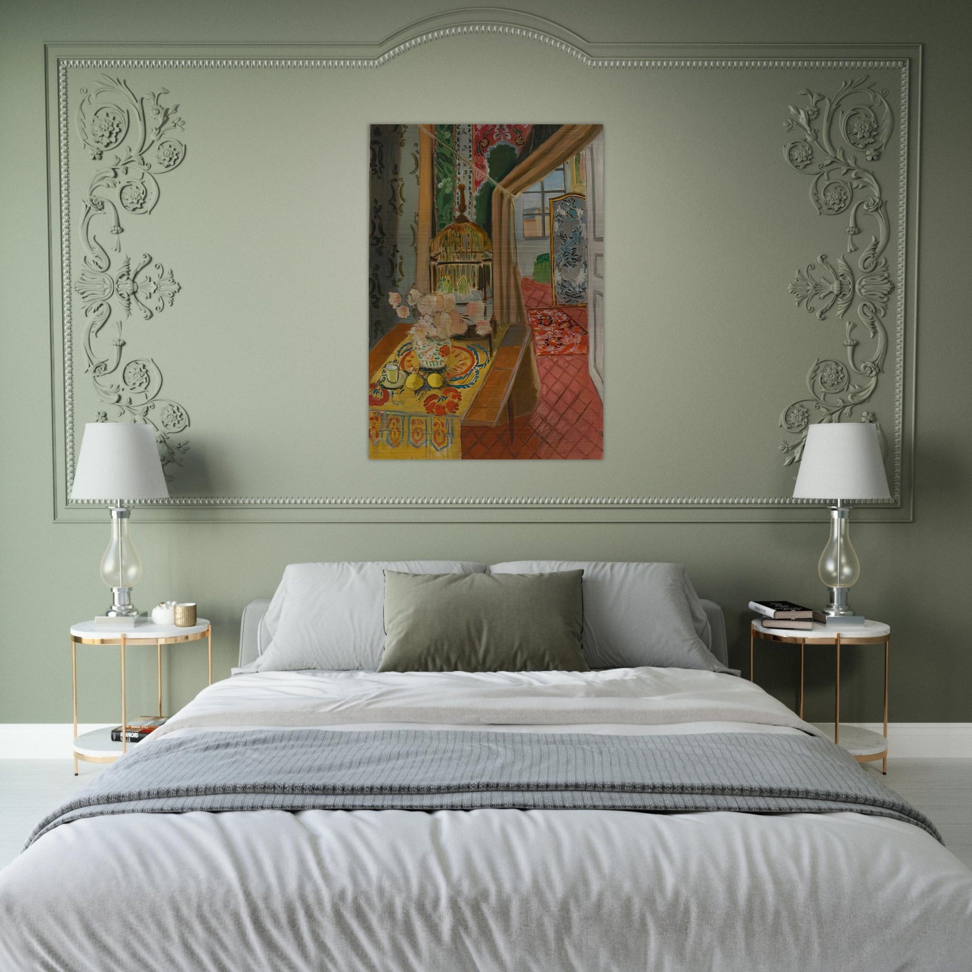 INTERIOR FLOWERS AND PARAKEETS 1924 - Henri Matisse Brushed Aluminum Print - 70x100 cm / 28x40 inches | Henri Matisse Aluminum Print | Henri Matisse Prints
