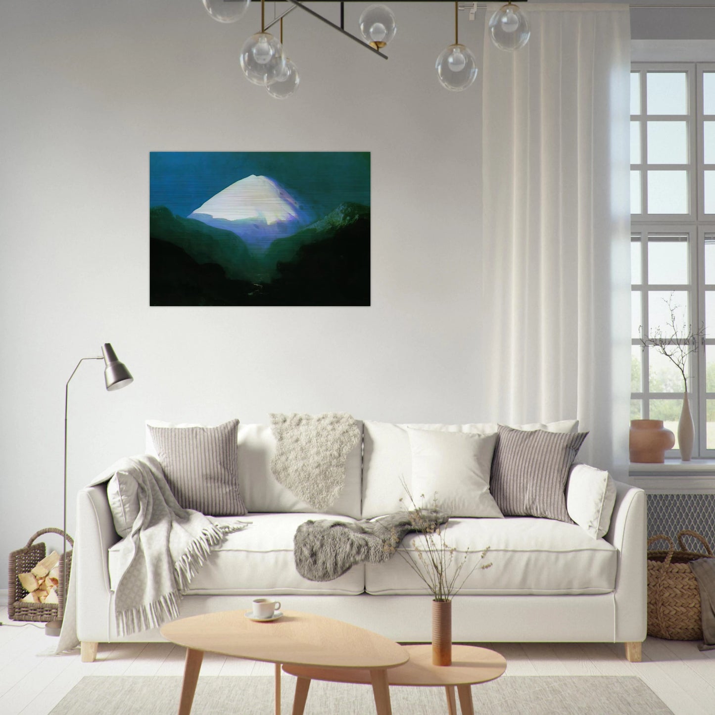 Elbrus. Moonlit Night - Arkhyp Kuindzhi Brushed Aluminum Print - 70x100 cm / 28x40 inches | Arkhyp Kuindzhi Aluminum Print | Arkhyp Kuindzhi Prints