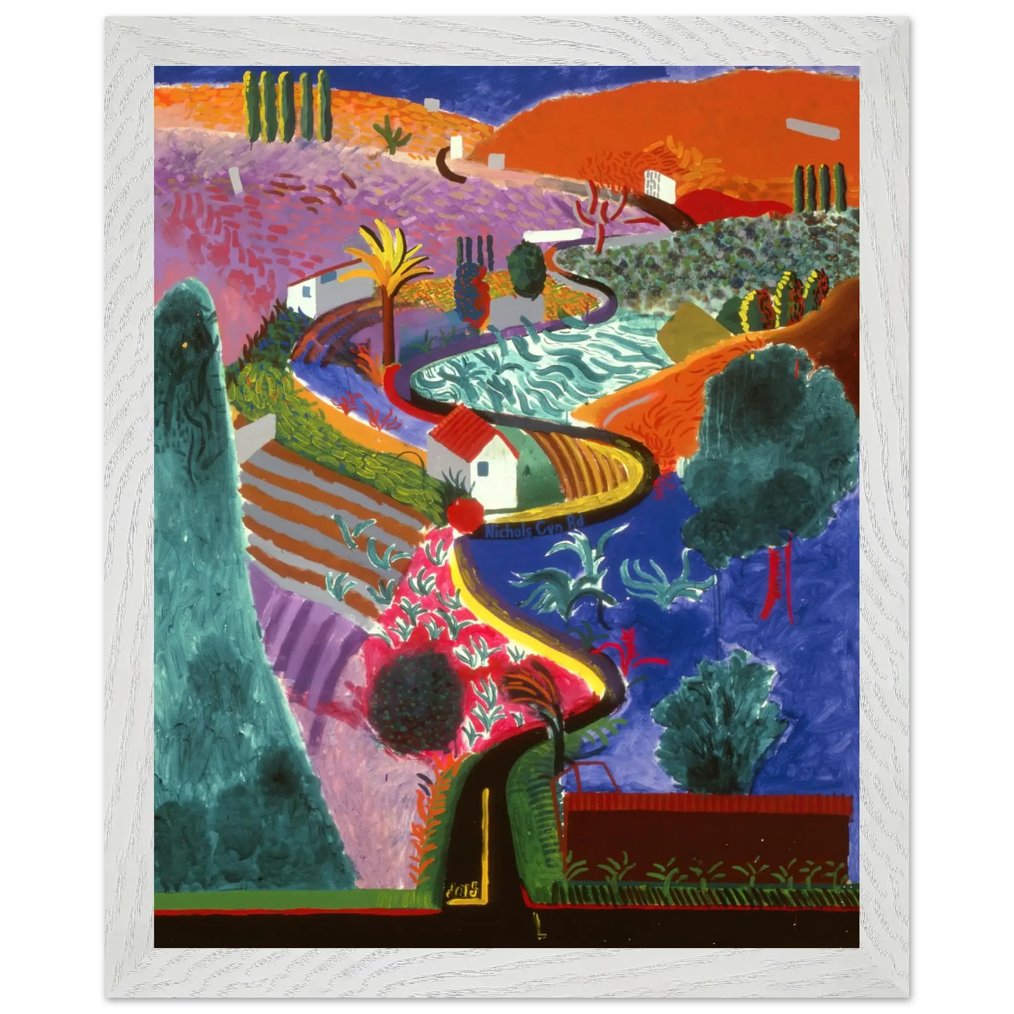 David Hockney - David Hockney Wall art - 20x25 cm / 8x10 inches - Premium Wooden Framed Poster With Fine Art Paper - White frame