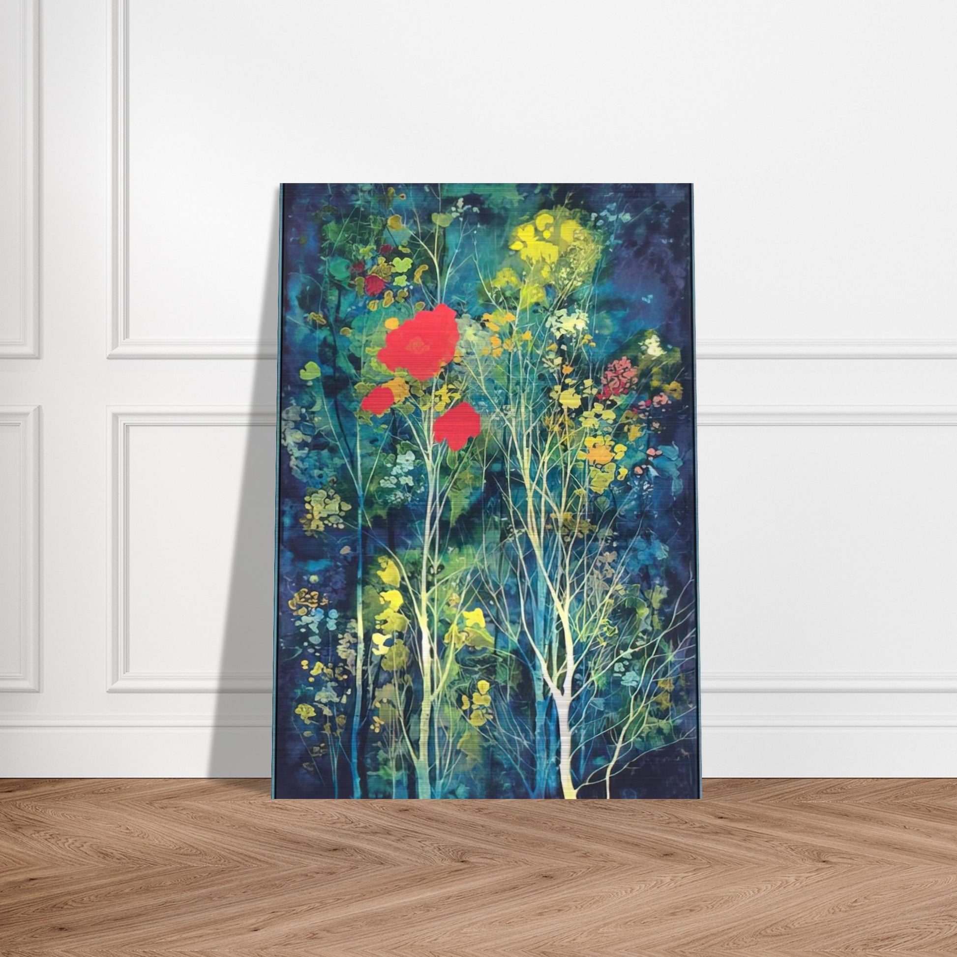 Poppies and Flowers - Eyvind Earle Brushed Aluminum Print - 70x100 cm / 28x40 inches | Eyvind Earle Aluminum Print | Eyvind Earle Prints