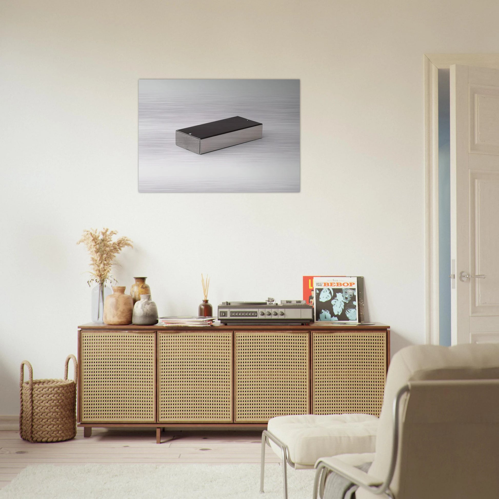 Double Ashtray Model No. 205A Cipro - 1974 - Bruno Munari Brushed Aluminum Print - 70x100 cm / 28x40 inches | Bruno Munari Aluminum Print | Bruno Munari Prints