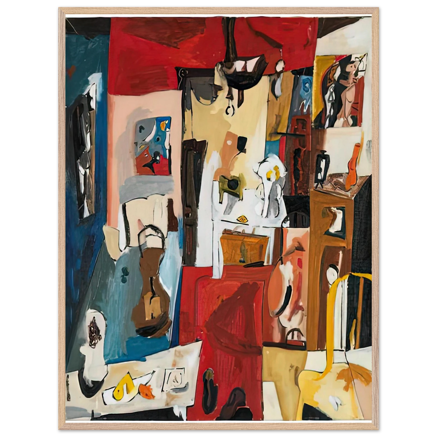 Helen Frankenthaler - 21st Street Studio, 1950- Wall Art - 30x40 cm / 12x16 inches - Premium Wooden Framed Poster With Fine Art Paper-canvas - Black frame