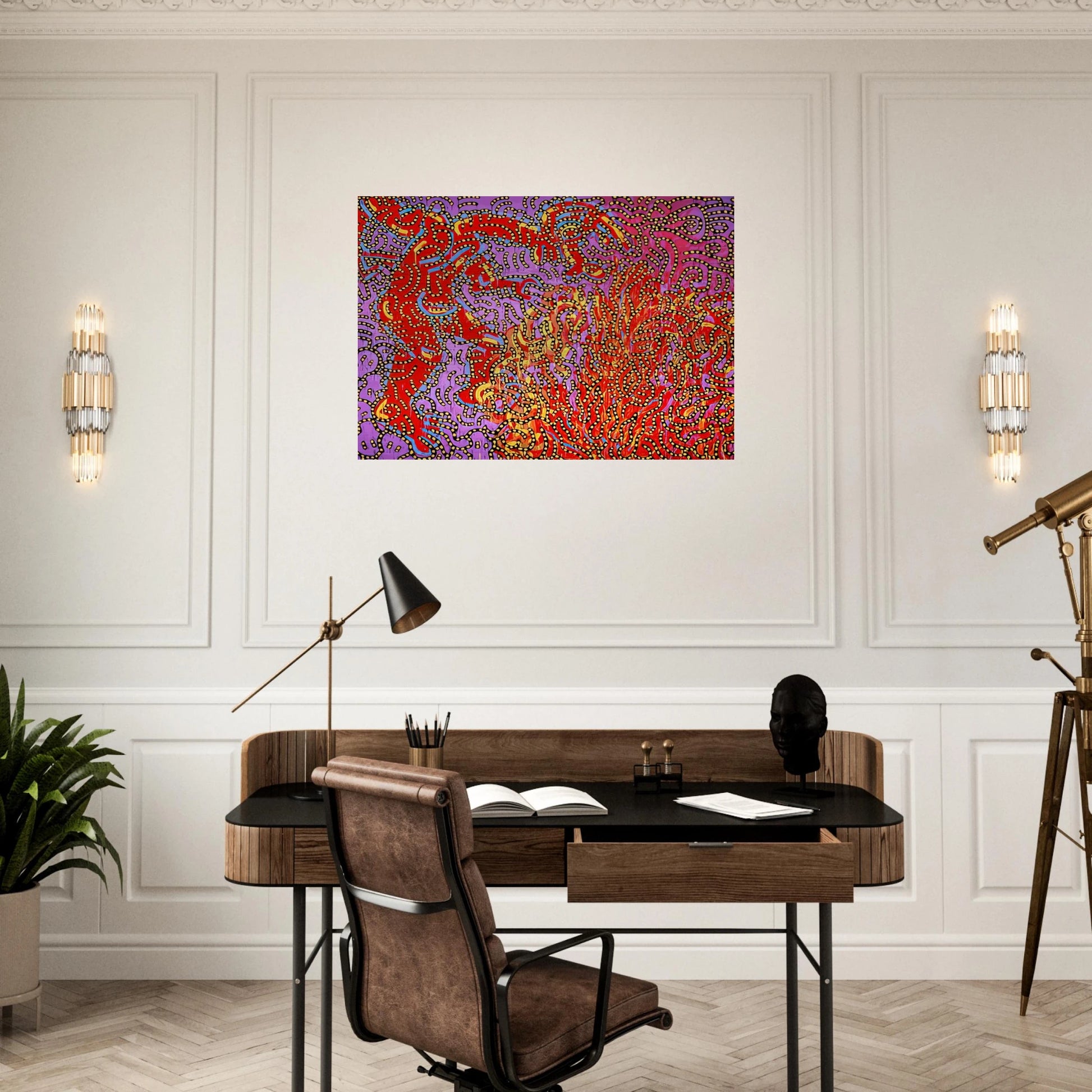 MOSES AND THE BURNING BUSH 1985 - Keith Haring Brushed Aluminum Print - 70x100 cm / 28x40 inches | Keith Haring Aluminum Print | Keith Haring Prints