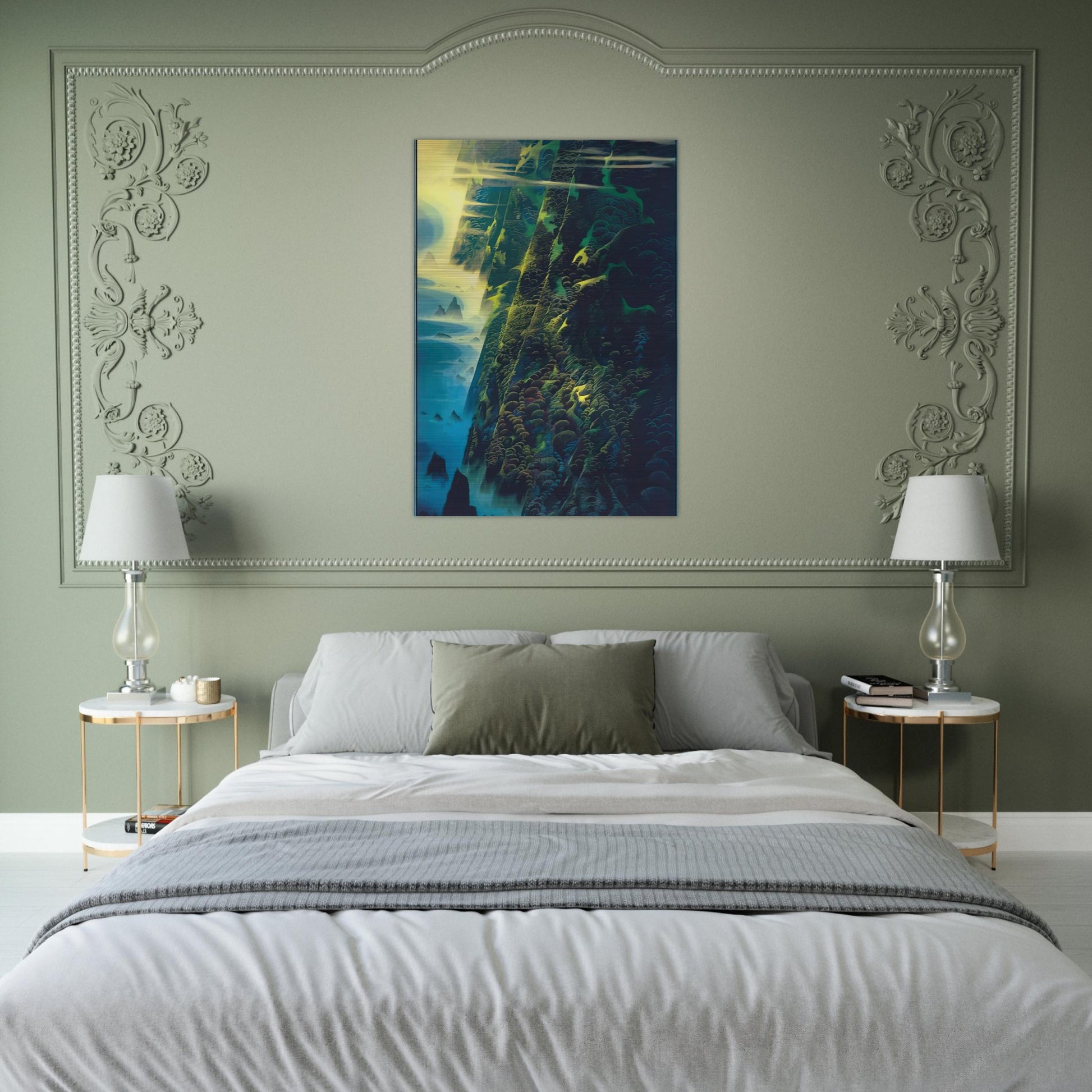 Jeweled Cliffs - Eyvind Earle Brushed Aluminum Print - 70x100 cm / 28x40 inches | Eyvind Earle Aluminum Print | Eyvind Earle Prints