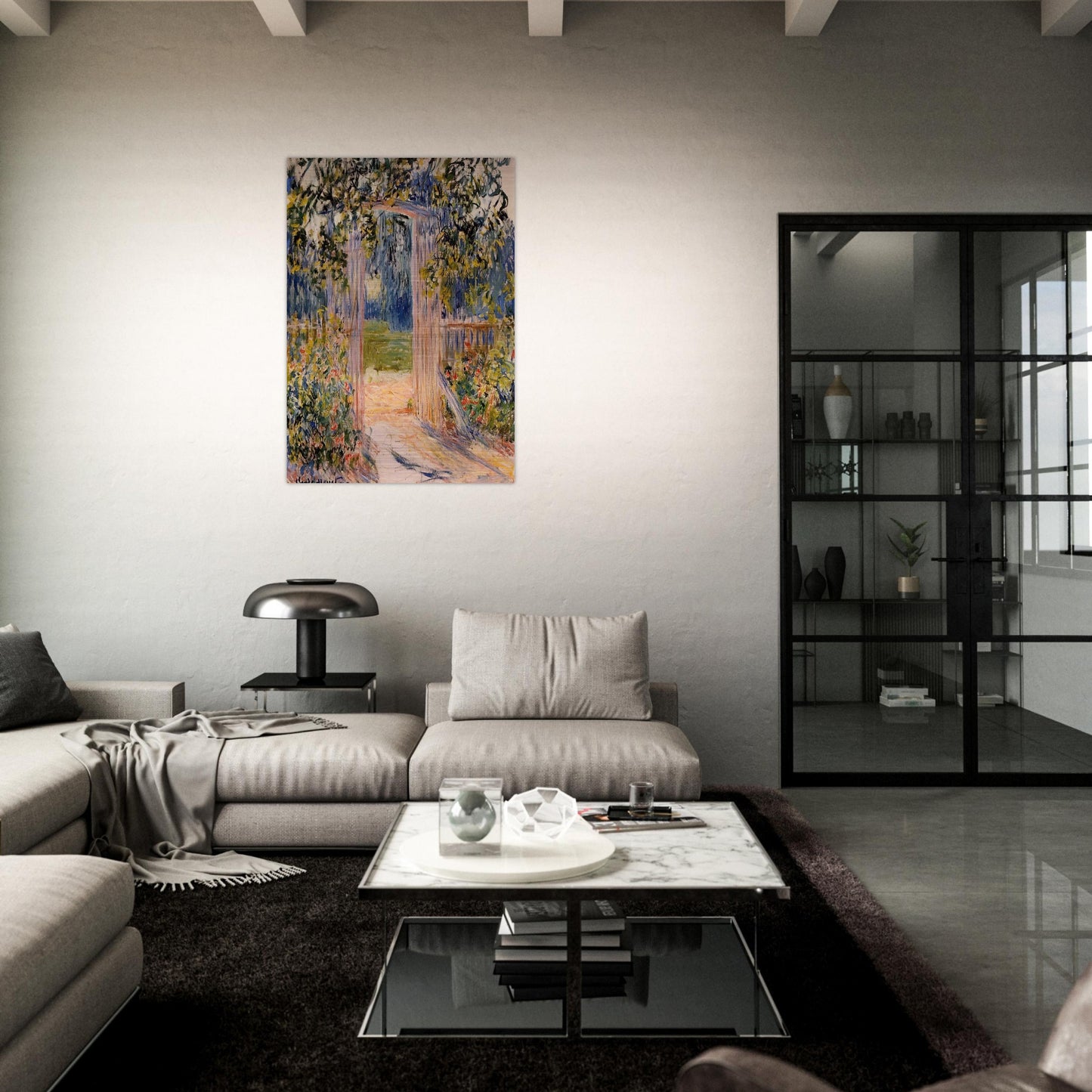 The Garden Gate - claude monet Brushed Aluminum Print - 70x100 cm / 28x40 inches | claude monet Aluminum Print | claude monet Prints