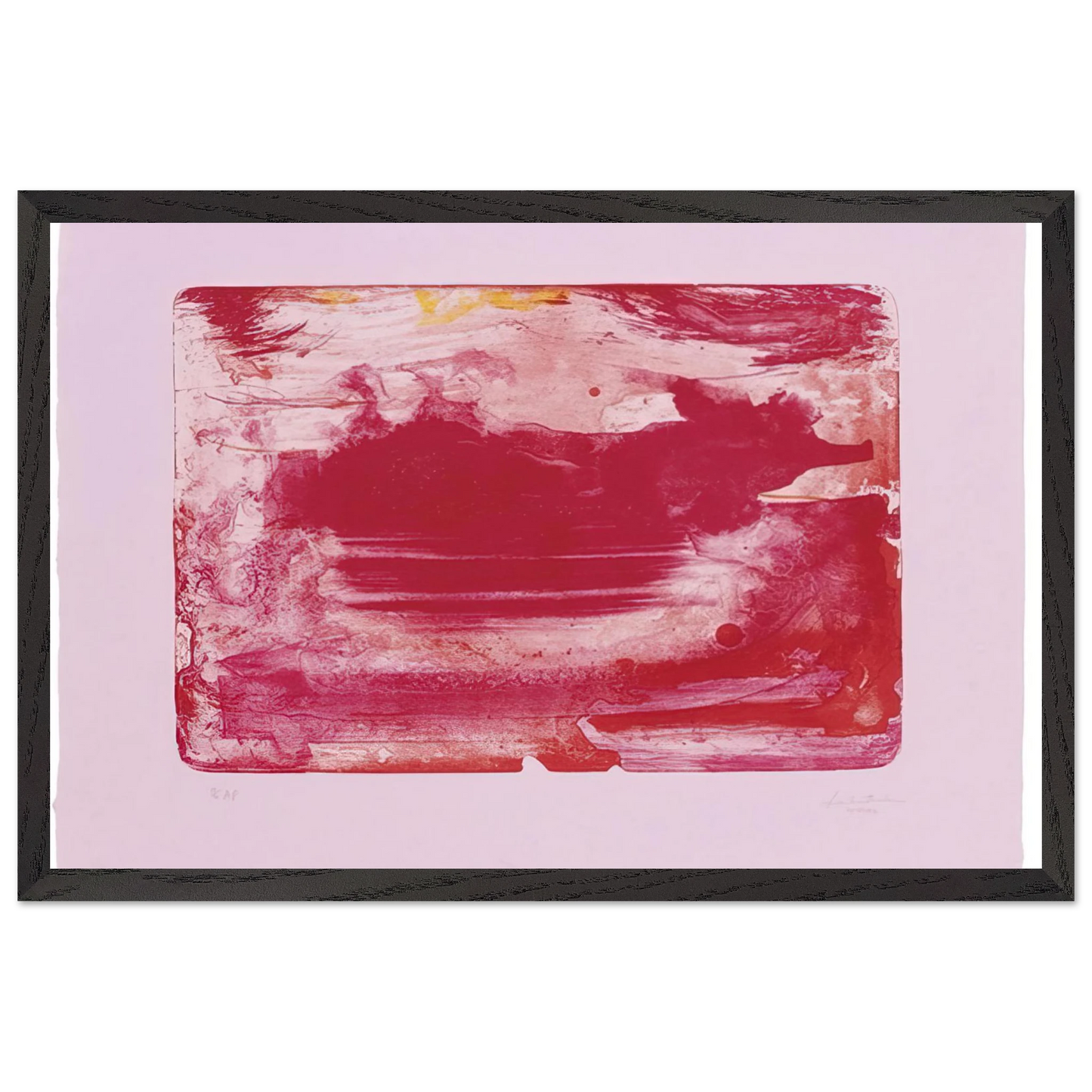 Helen Frankenthaler - The Red Sea - 1982 Wall art - 28x43  cm / XL (11x17 inches) - Premium Wooden Framed Poster With Fine Art Paper-canvas - Black frame